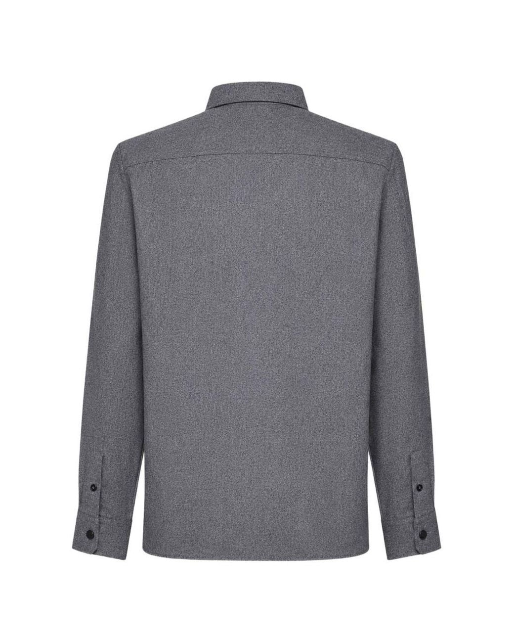 Brunello Cucinelli Gray Virgin Wool Shirt for men