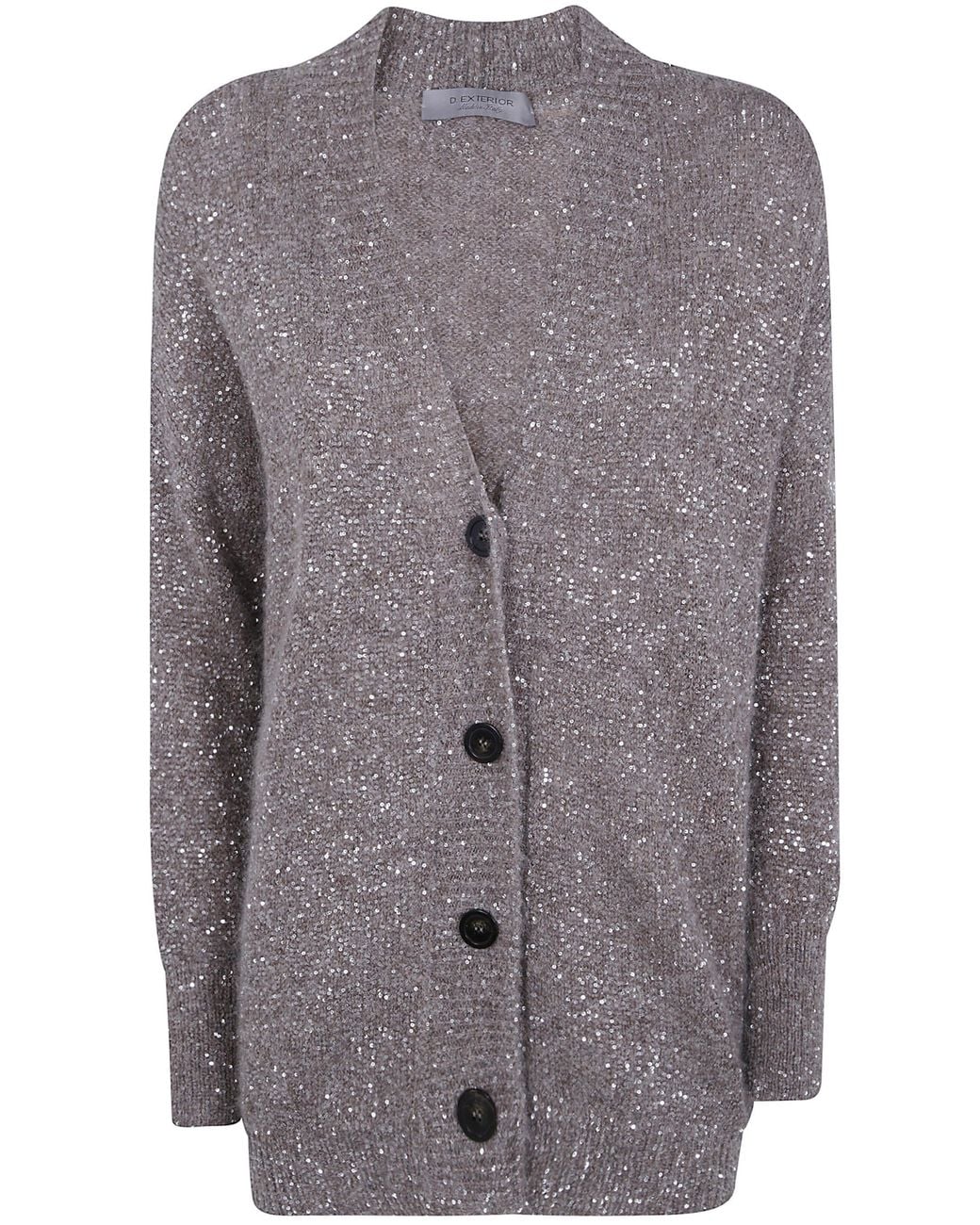 D.exterior Gray Soft Alpaca Crystals Cardigan