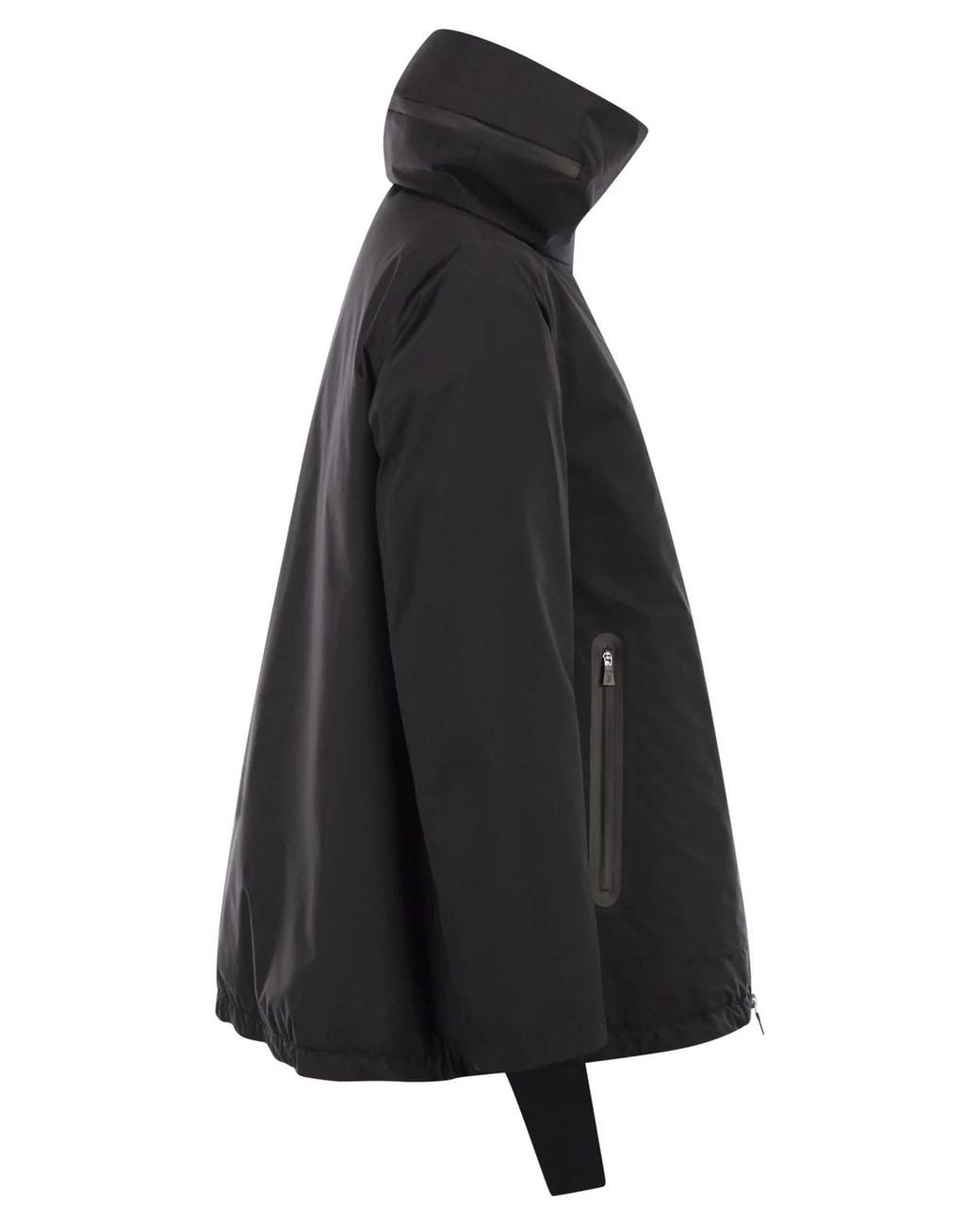 Herno Black A-Shaped Down Jacket With Hood, 2 Layers