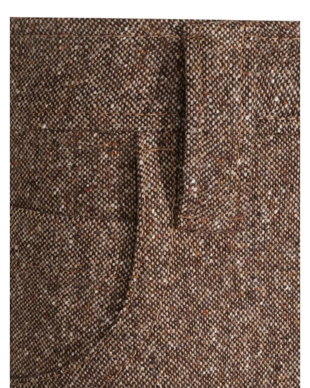 Brunello Cucinelli Brown Wool-Blend Tweed Wide-Leg Trousers Featuring Turn-Up Hems And Monili Chain Detail
