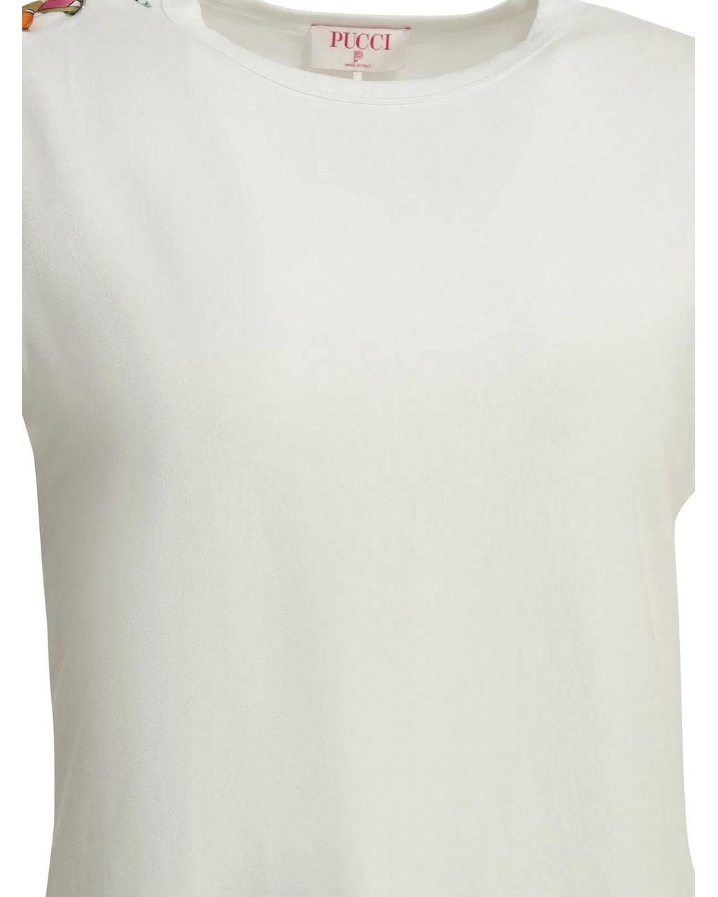 Emilio Pucci White Crew-Neck T-Shirt With Printed Detail