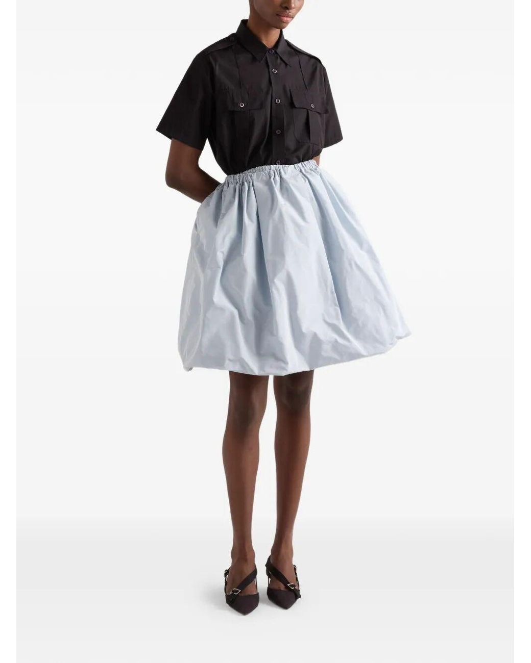 Prada Black Short-Sleeved Poplin Utility Shirt