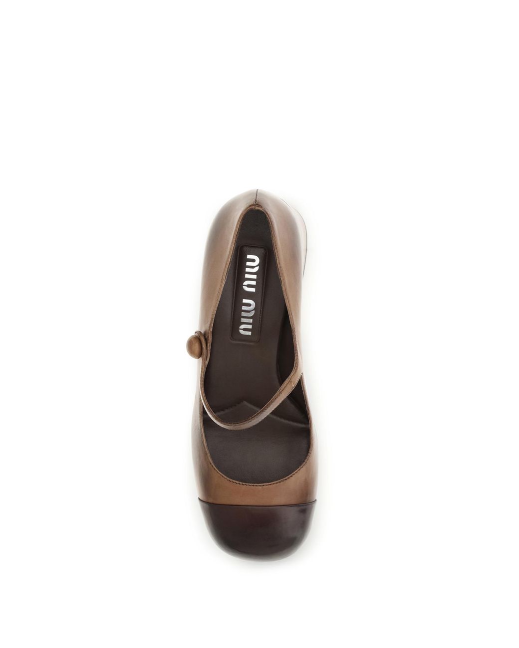 Miu Miu Brown Leather Mary Jane Ballerinas