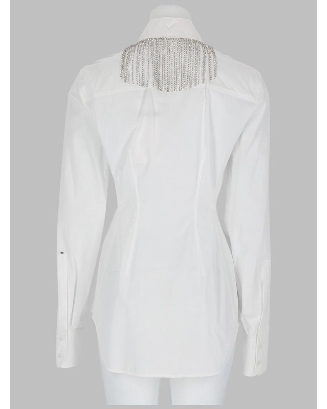 Sportmax White Cotton Jewel Collar Shirt