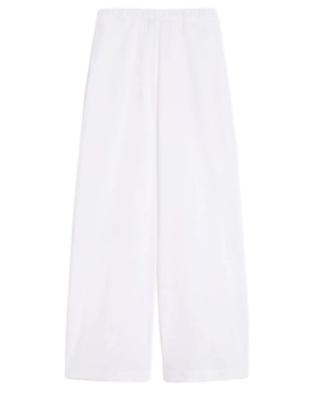 Max Mara White Wide Leg Stretch Canvas Trousers