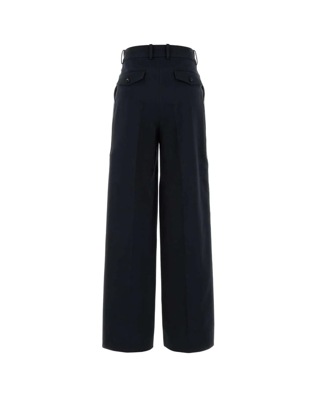 Bottega Veneta Black Dark Wool And Cotton Palazzo Pant