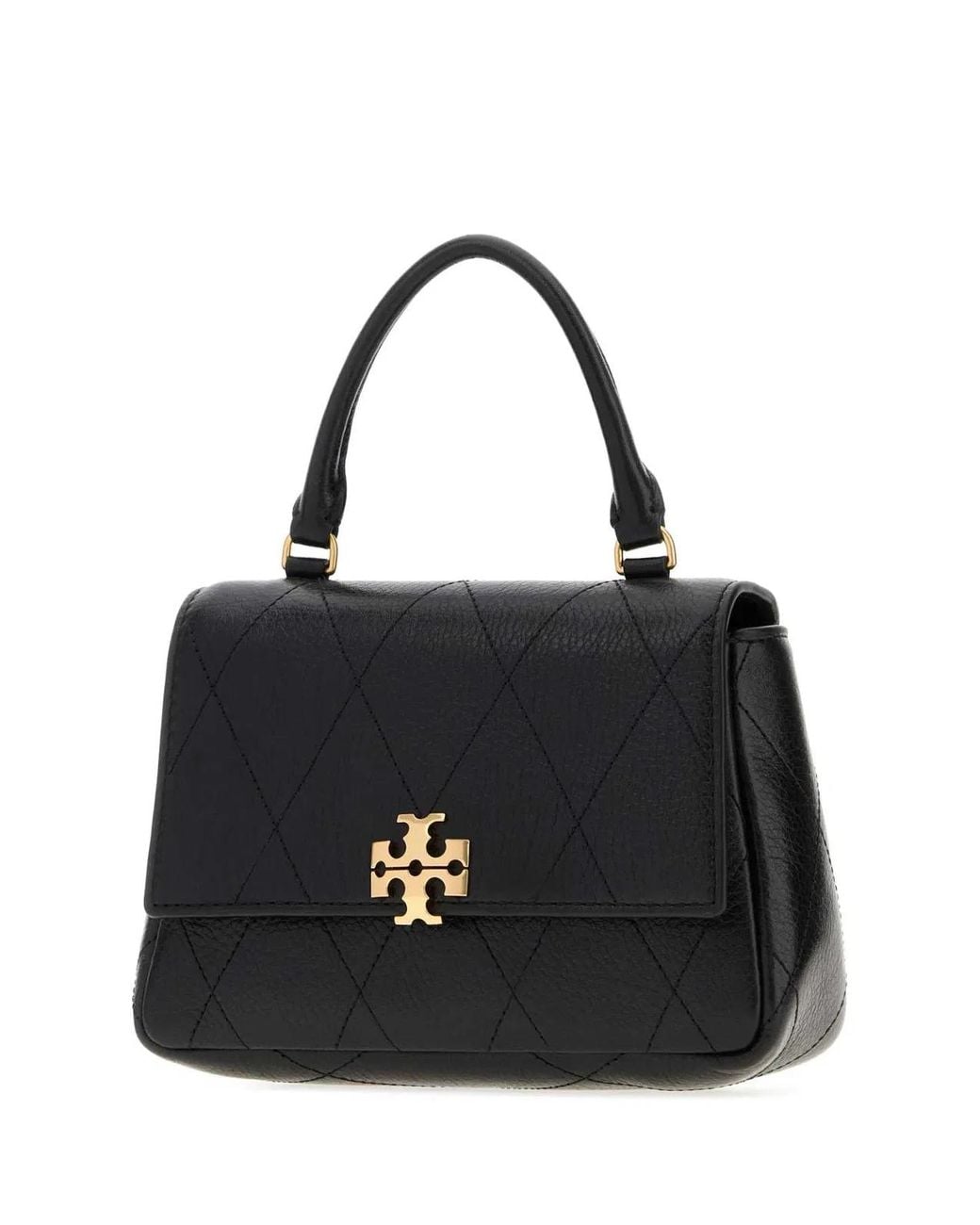 Tory Burch Black Charlie Quilted Top Handle Chain Wallet