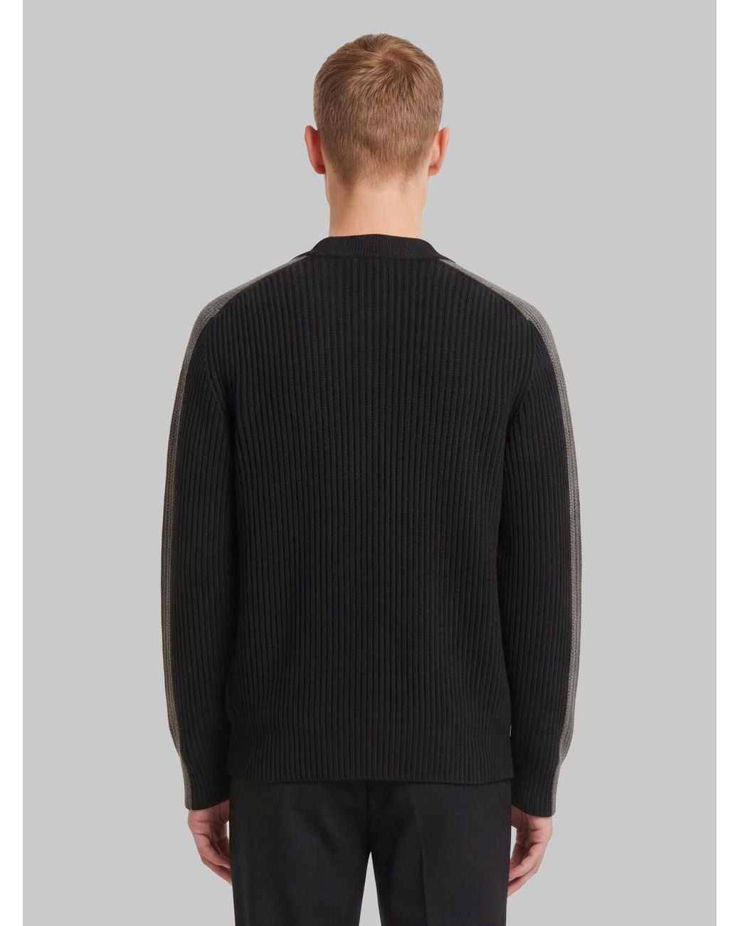 Gucci Blue Ribbed Wool Cardigan With Web for men