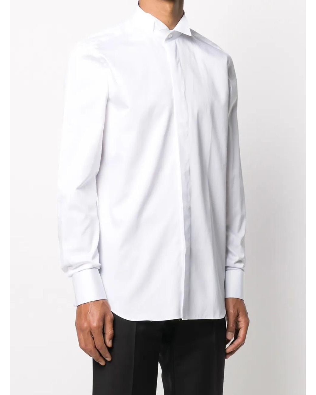 Xacus White Cotton Tailored Long Shirt for men