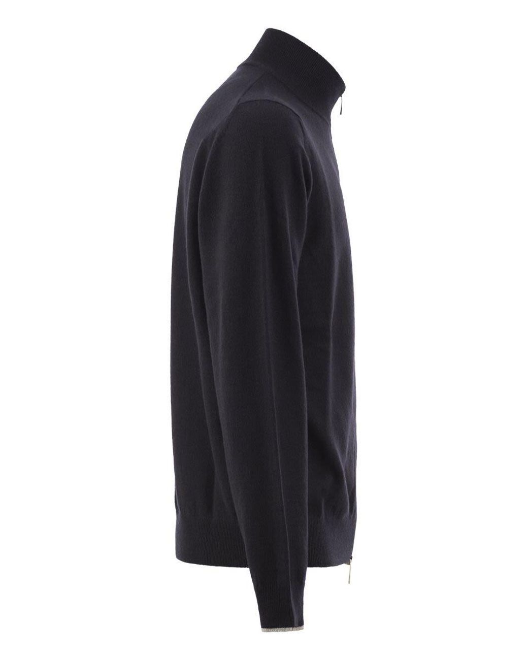 Peserico Blue Virgin Wool And Cashmere Zip Cardigan