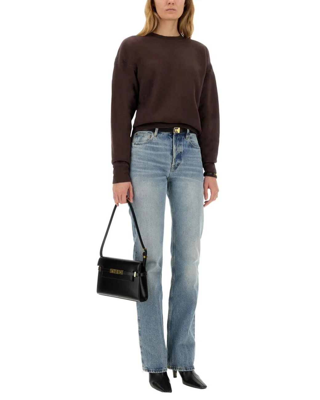 Saint Laurent Brown Sweatshirt With Logo