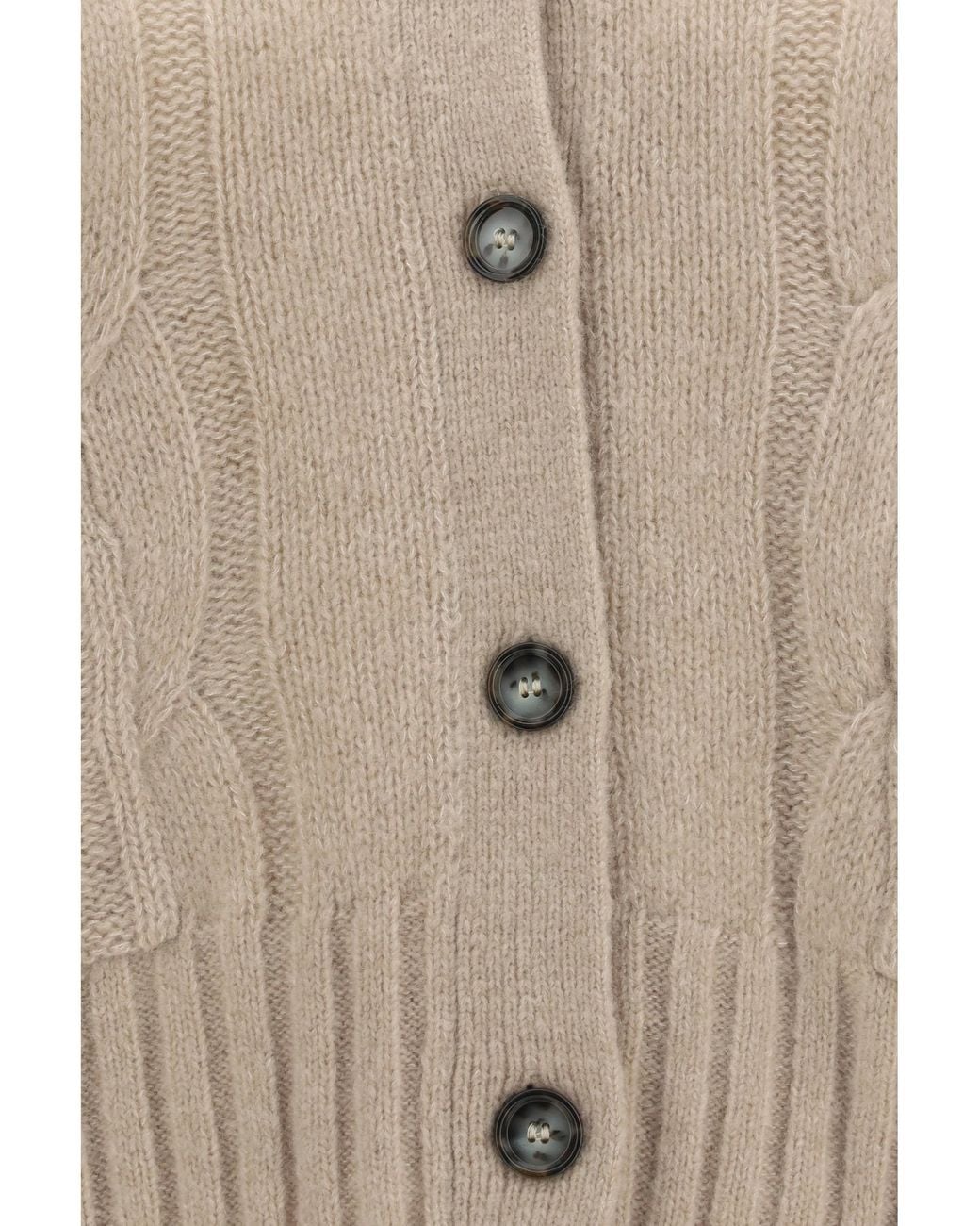 Allude Natural Cashmere And Silk Sweater With Buttons Kashmir/Capra Hircus