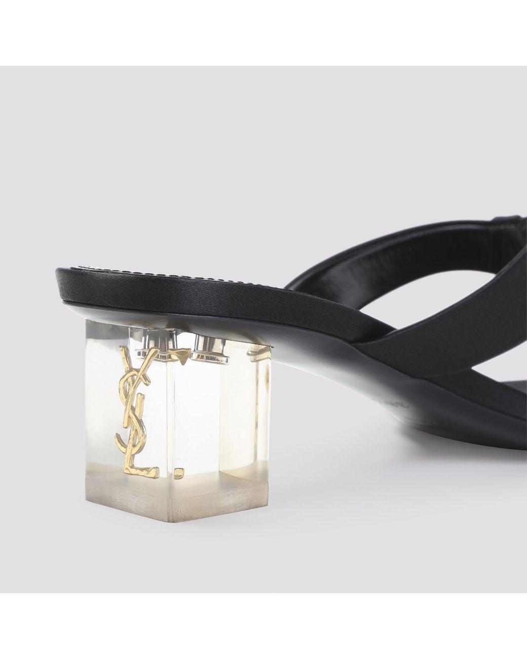 Saint Laurent Black Satin Frida Thong Mules