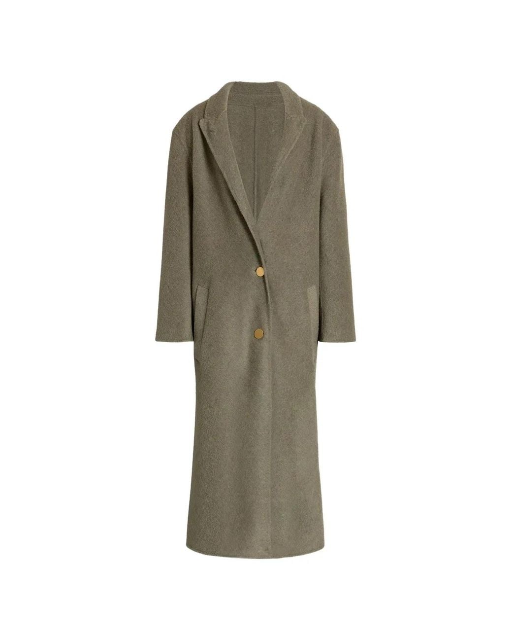 Alberta Ferretti Green Relaxed Fit Long Coat With Notched Lapel