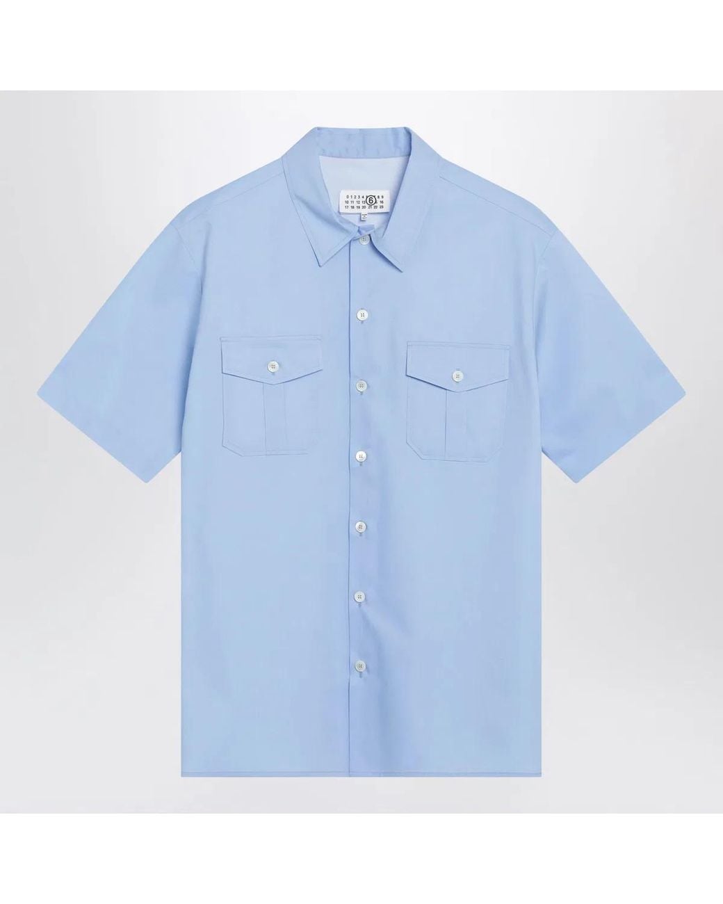 MM6 by Maison Margiela Blue Short-Sleeve Poplin Shirt With Reinforcements for men