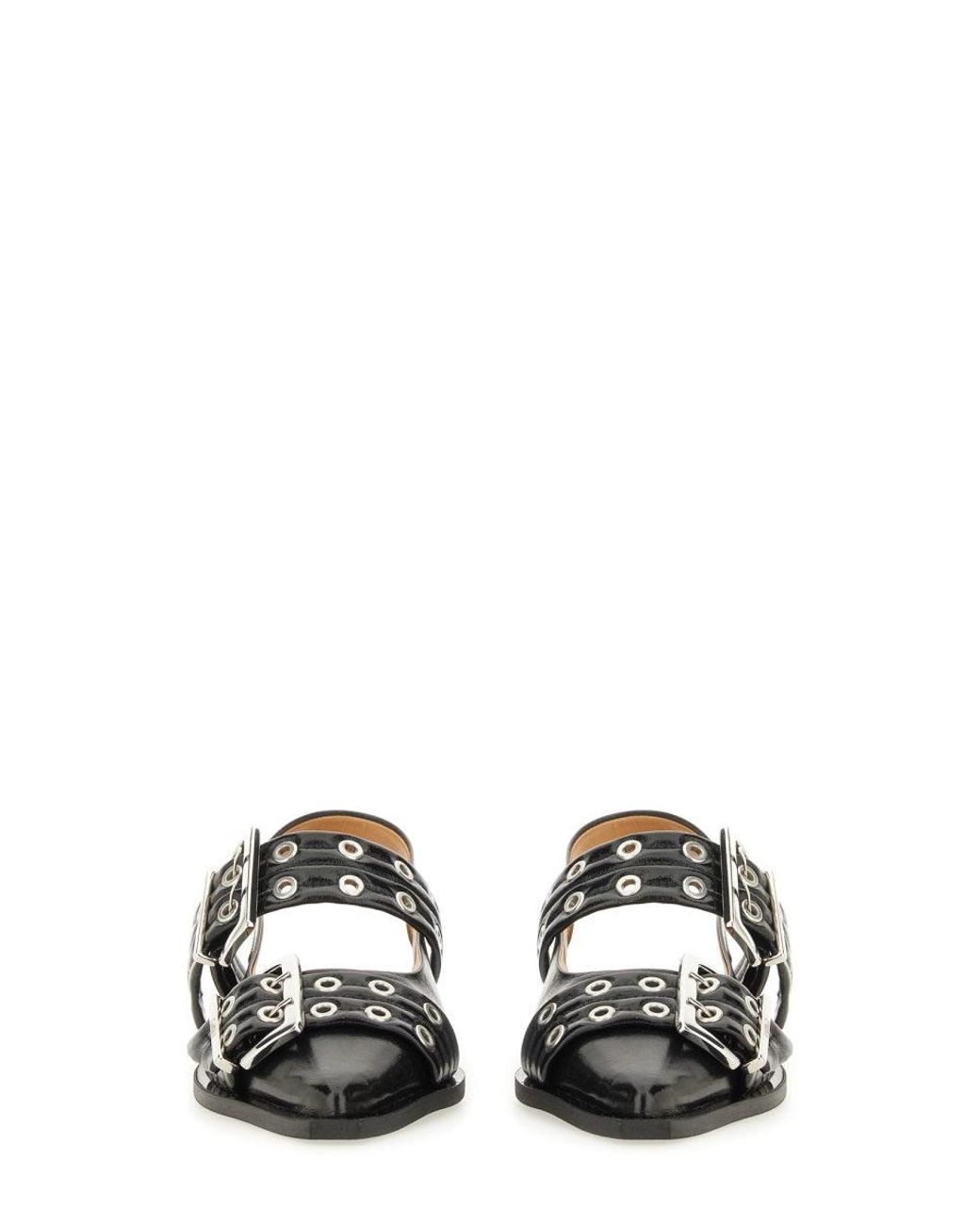 Ganni Black Feminine Buckle' Slingback