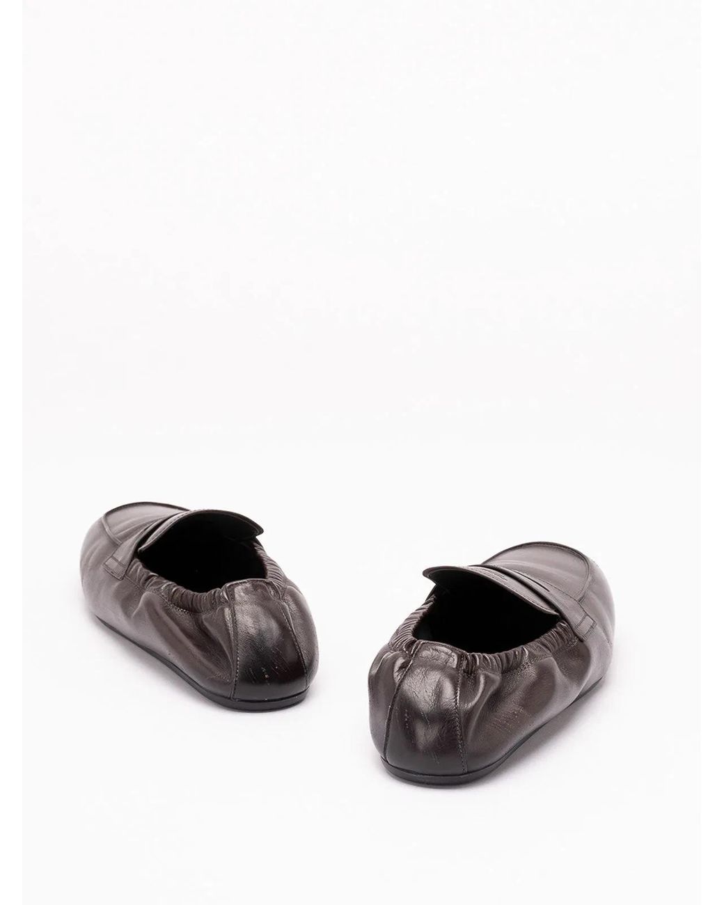 Prada Brown Shuffle Antiqued Leather Loafers for men