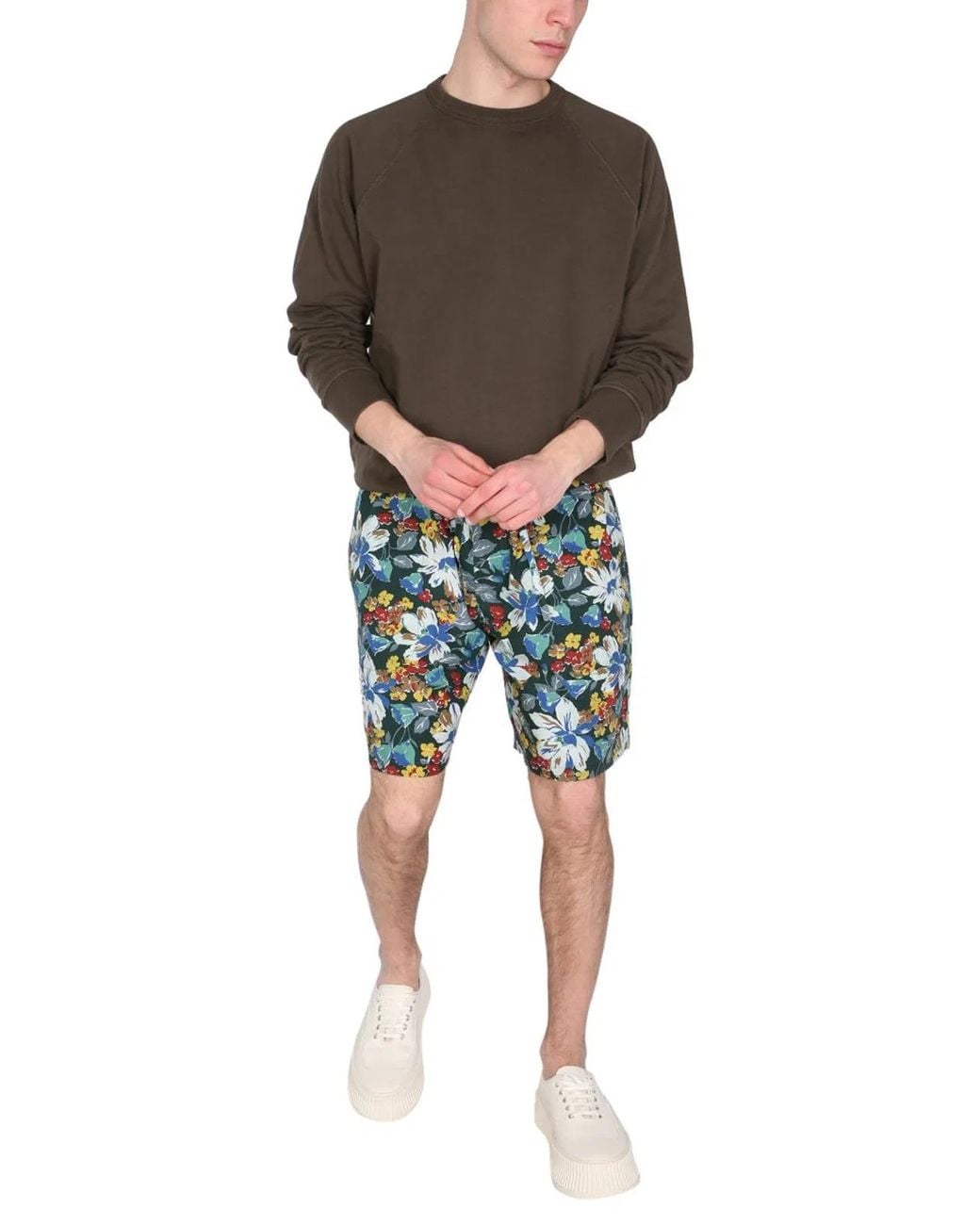 YMC Blue Bermuda With Floral Print for men