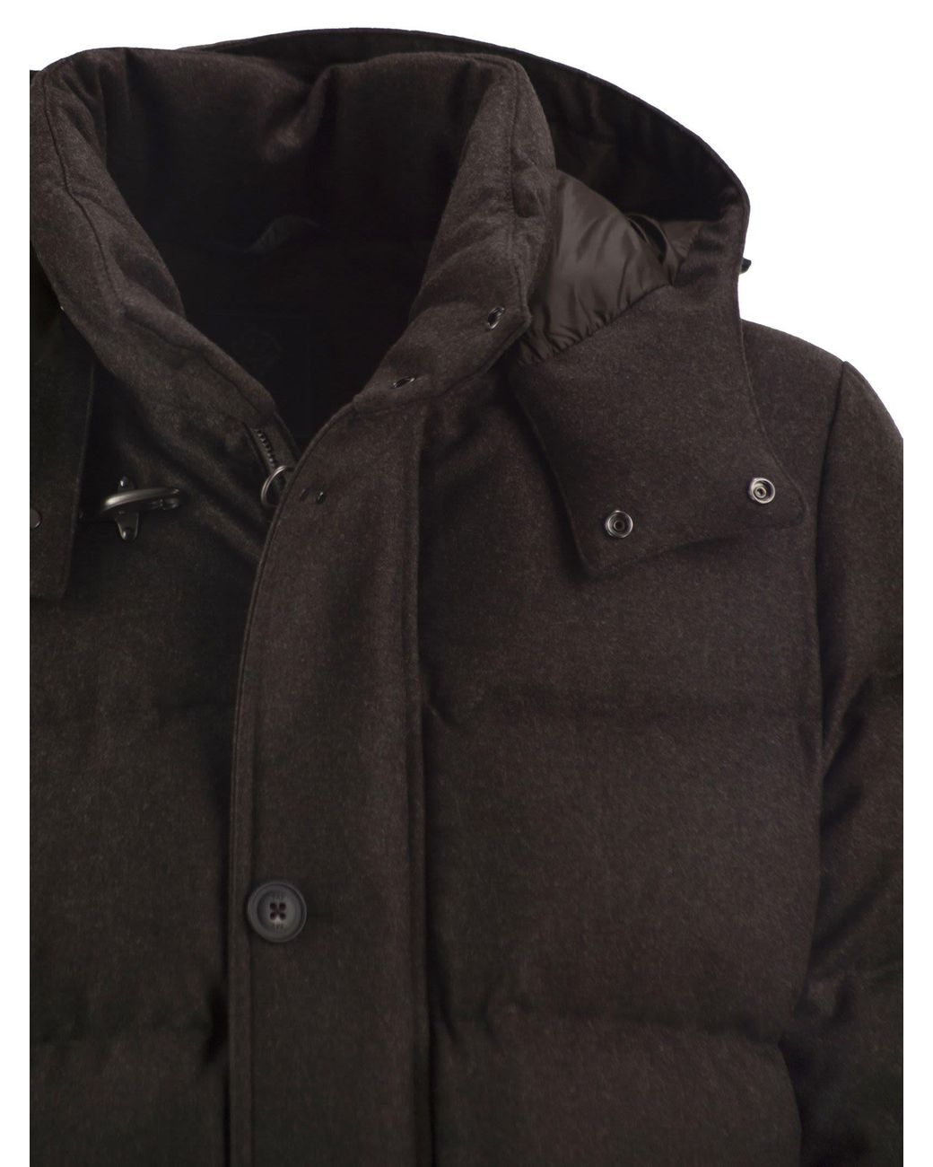 Fay Black Pure Virgin Wool Hooded Down Coat for men