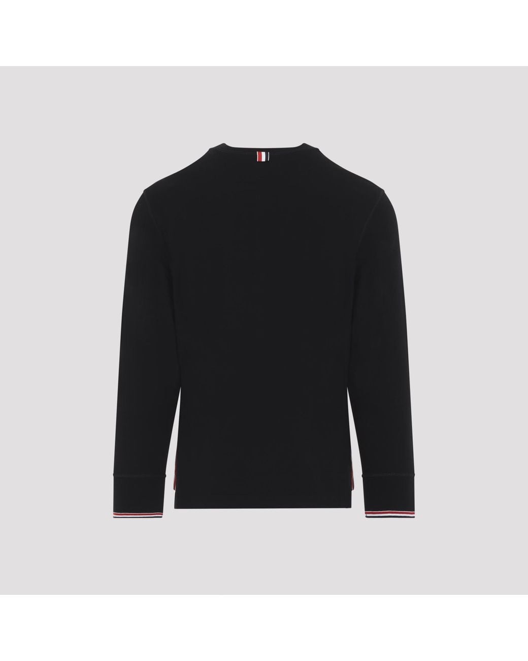 Thom Browne Black Buttoned Sweater With Rwb Cuffs for men