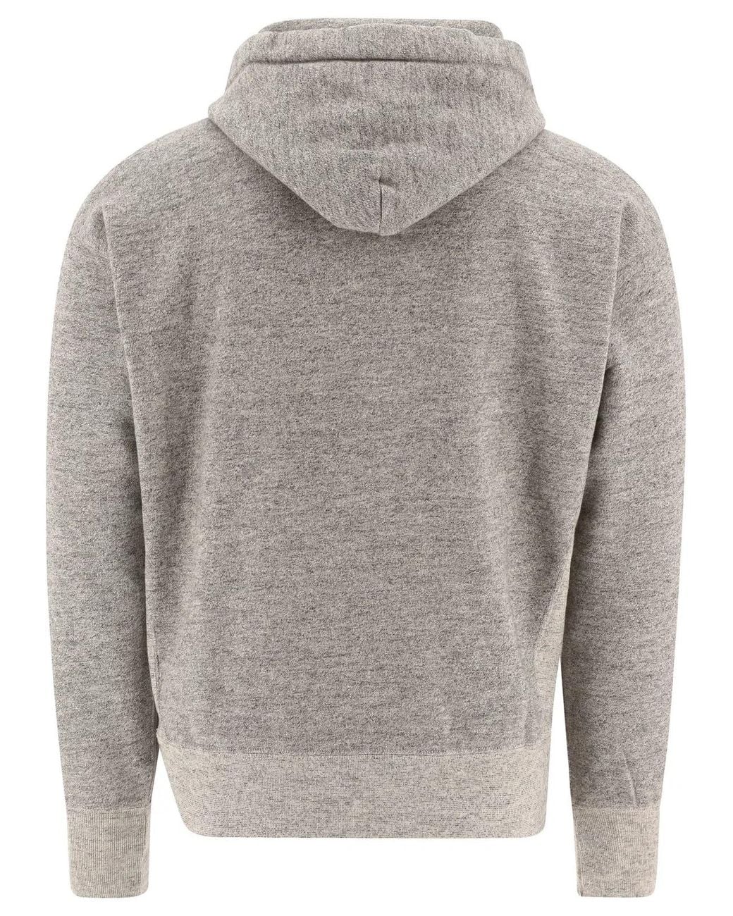 RRL Gray "Popover" Hoodie for men