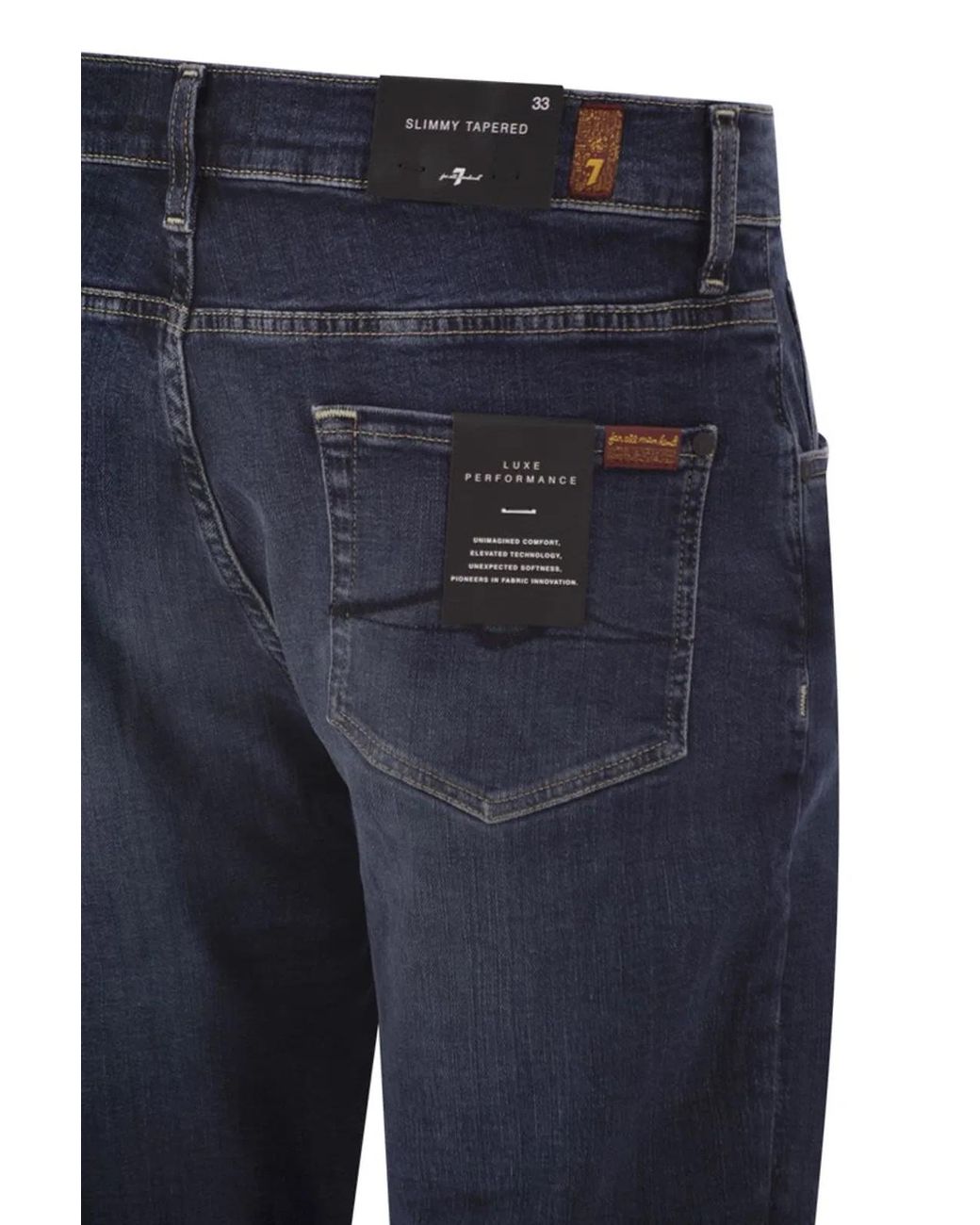 7 For All Mankind Blue Slimmy Tapered Luxe Performance Stretch Denim Jeans for men