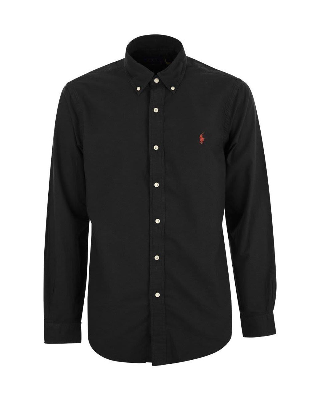 Polo Ralph Lauren Black Custom-Fit Garment Dyed Oxford Shirt for men