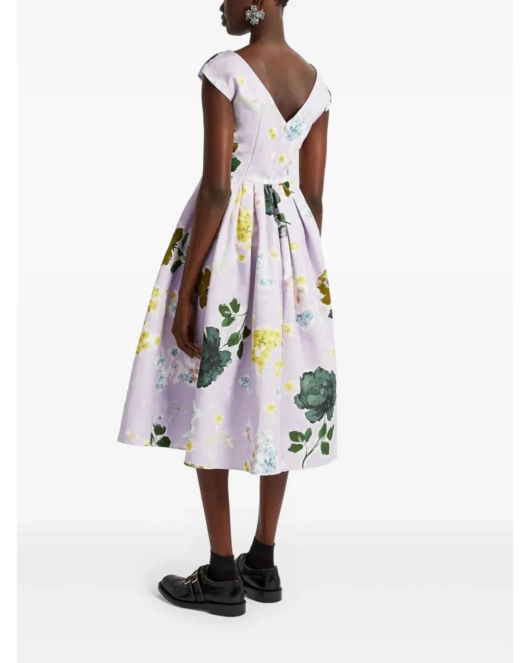Erdem White Vestido Margot Flores Escote B