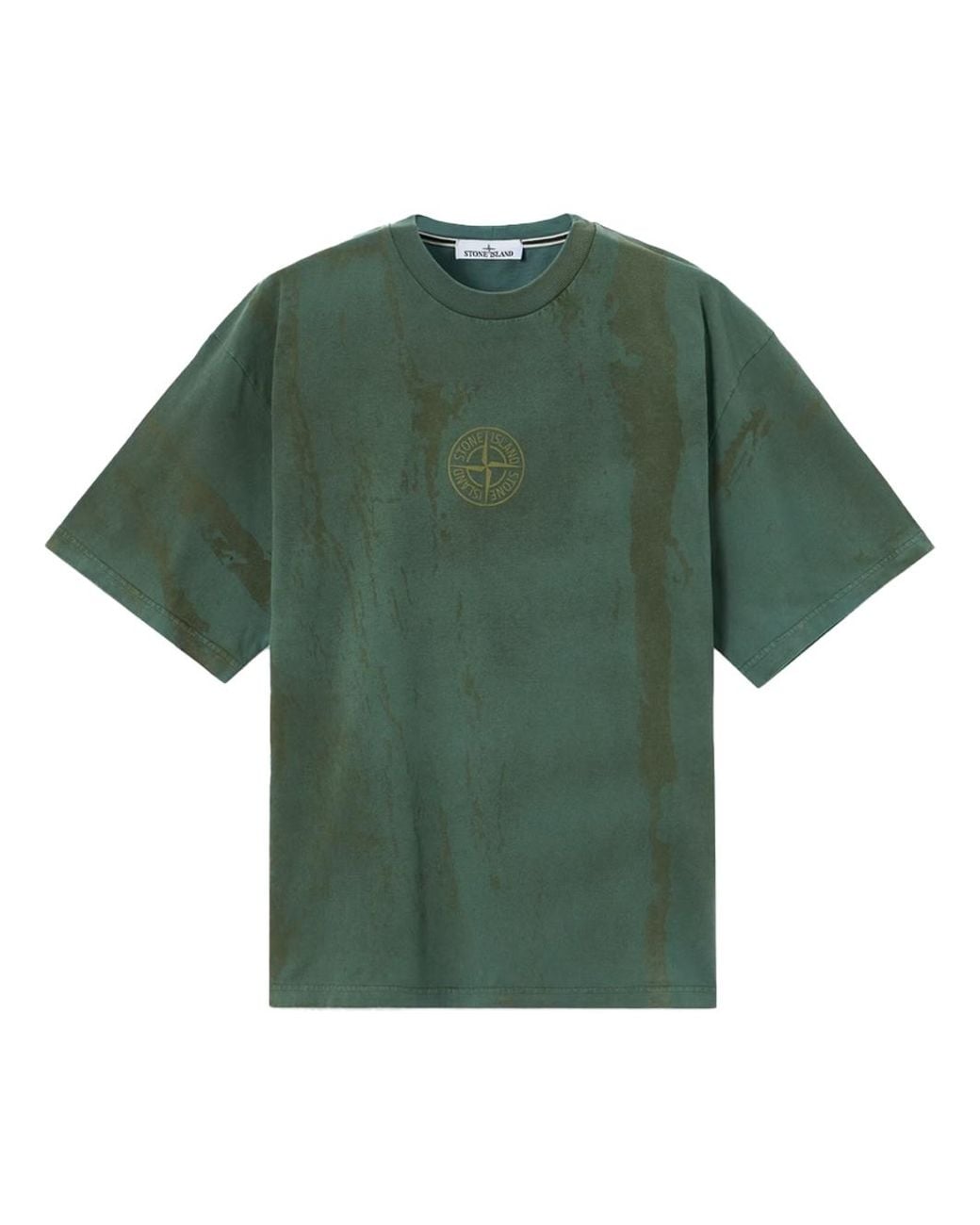 Stone Island Green T-Shirt Vestibilità Regular Con Stampa "Bark Tee" for men
