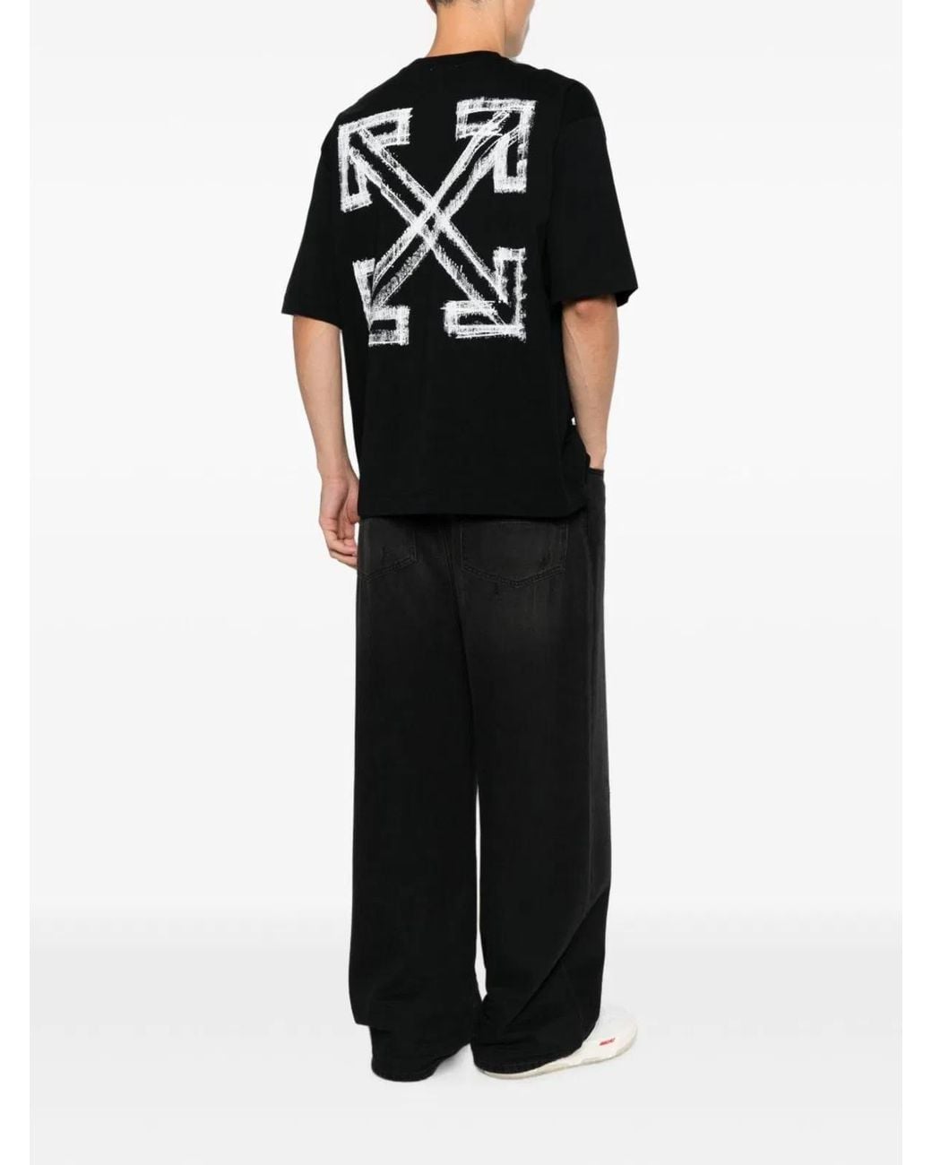 Off-White c/o Virgil Abloh Black Motion Arrow Skate Cotton T-Shirt for men