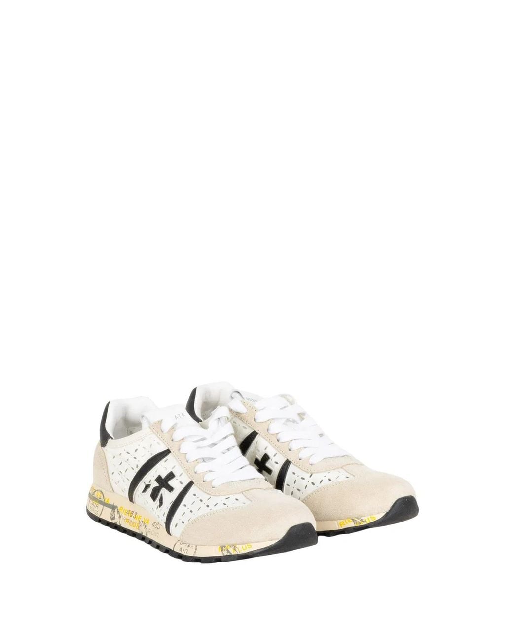 Premiata White Light Perforated Flat Shoes