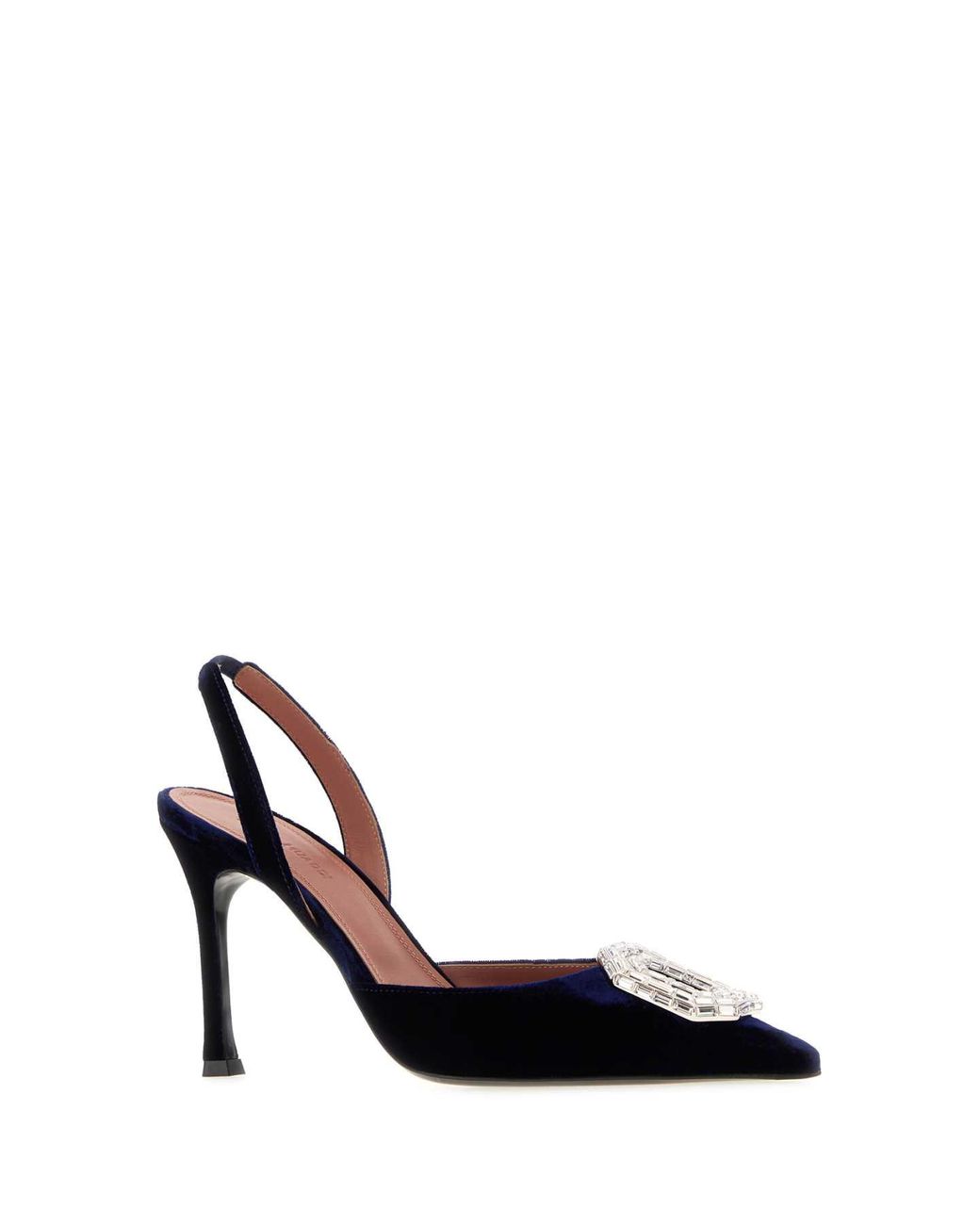 AMINA MUADDI Black Dark Velvet Camelia Pumps