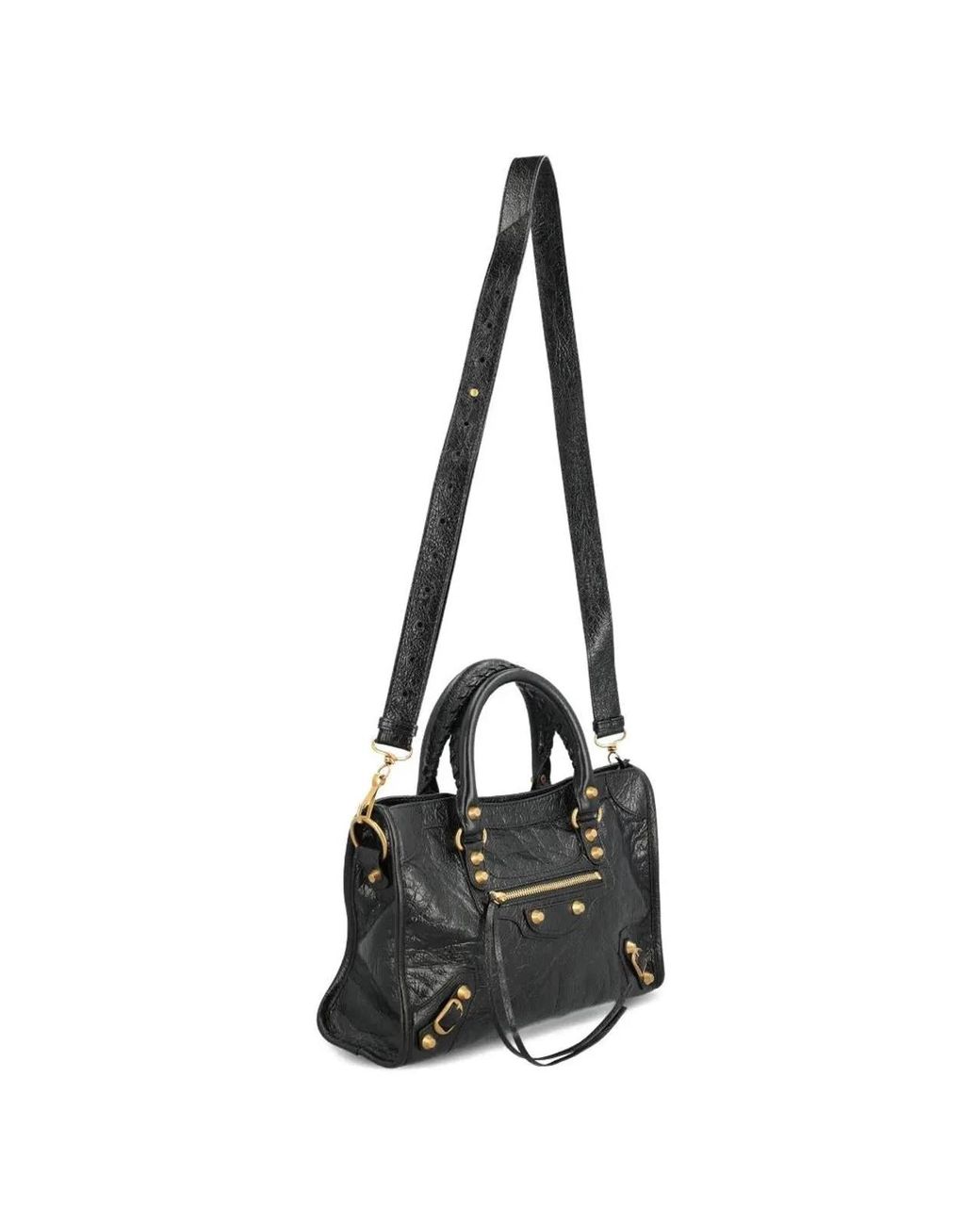 Balenciaga Black Compact Le City Studded Textured Tote Bag