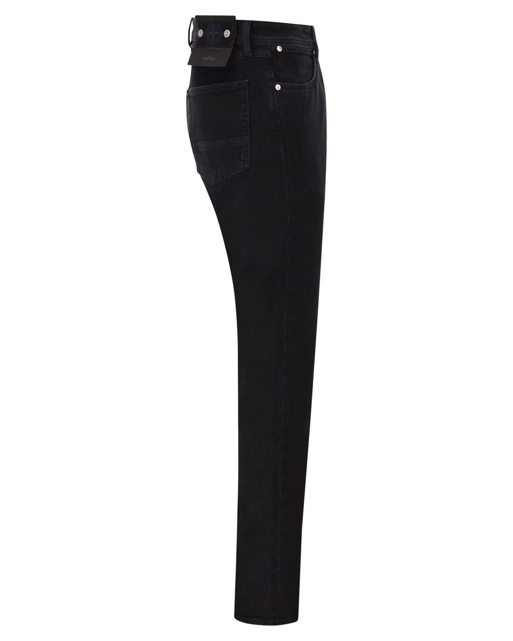 Stone Island Black Straight-Leg Five-Pocket Stretch Cotton Jeans for men