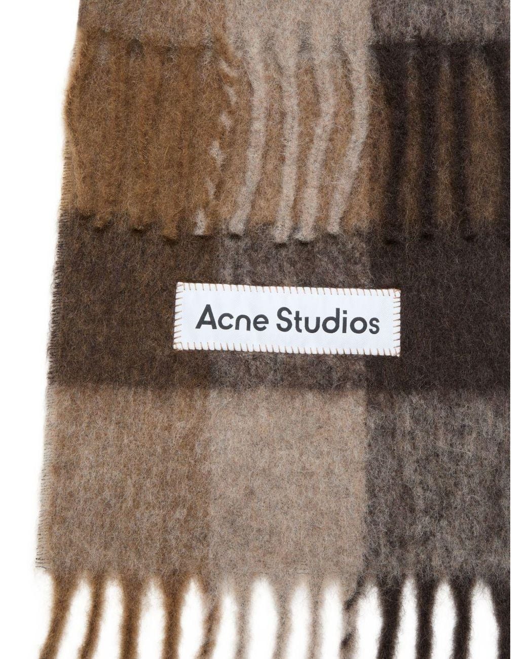 Acne Brown Wool Checked Scarf