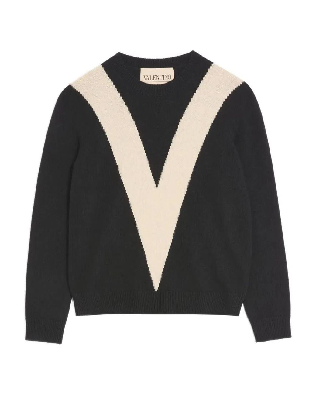Valentino Black Wool Crewneck Sweater for men