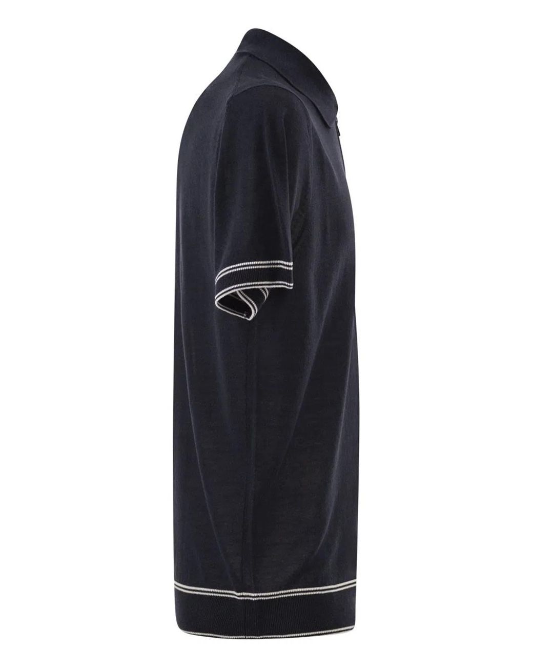 Boss Blue Linen And Viscose Polo Shirt With Zip And Contrast Trims for men