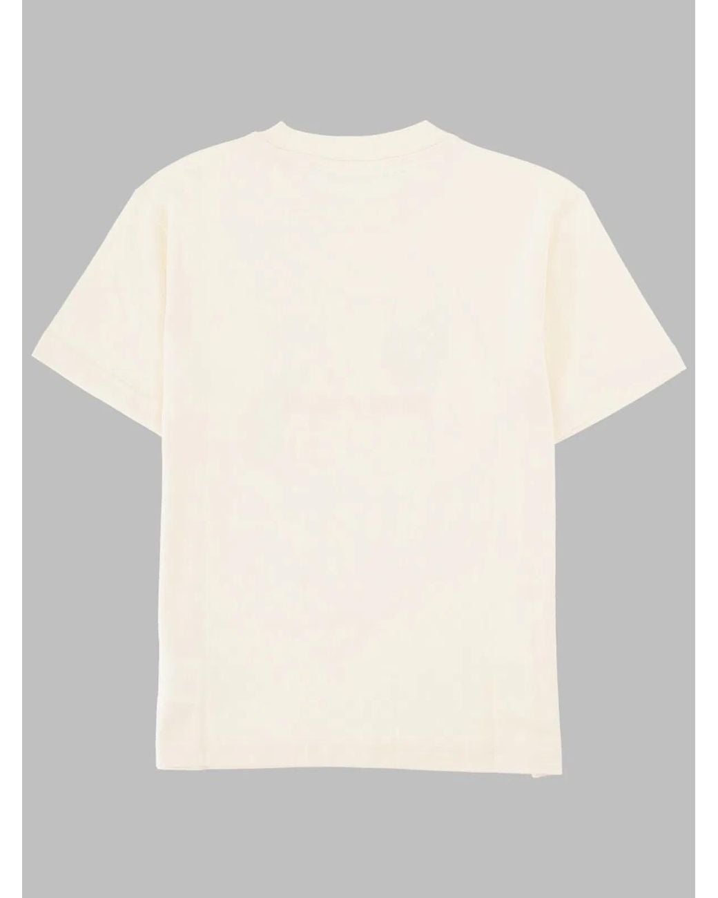 Palm Angels White Neck Logo Brushed Reg Tee S/S Girl