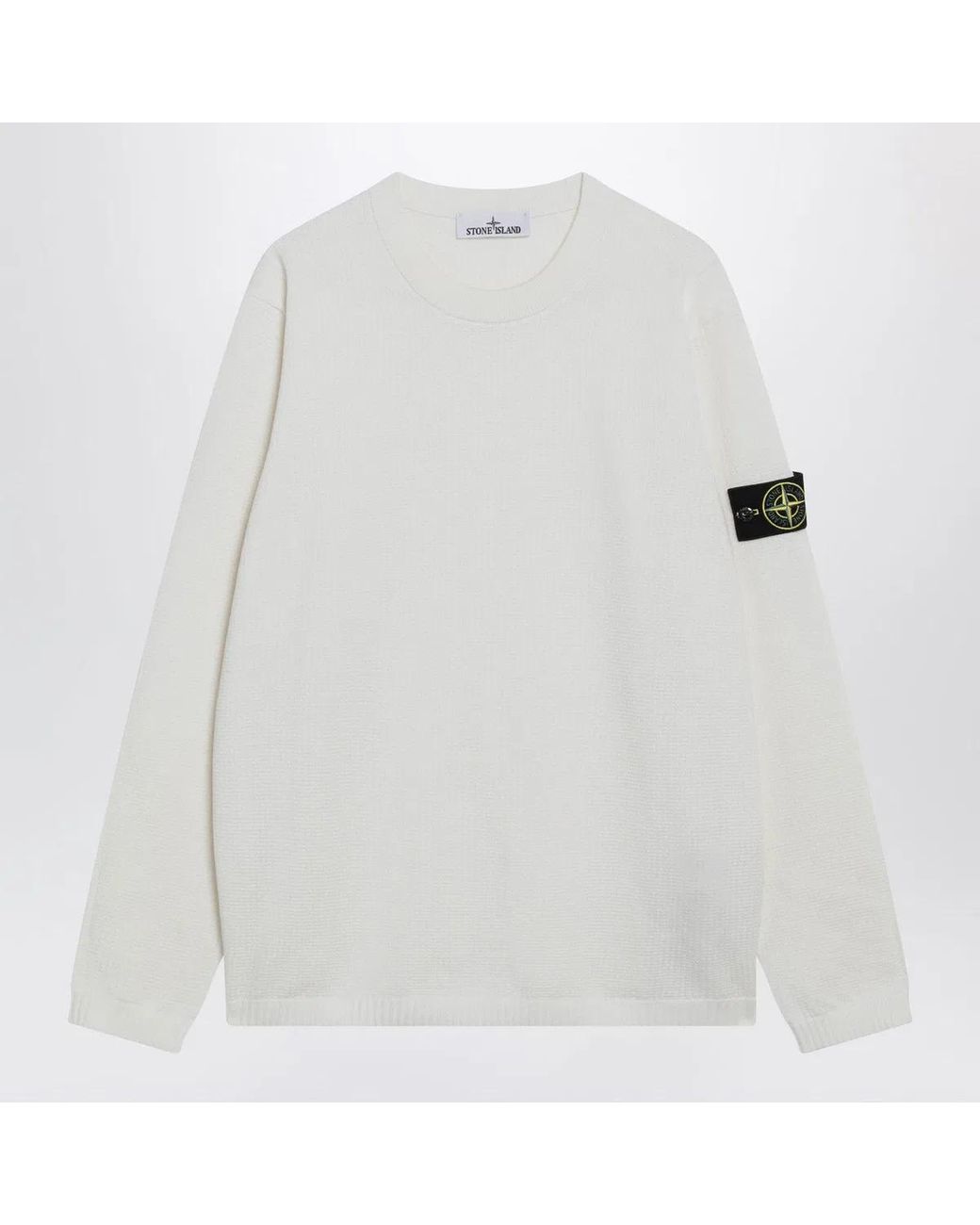 Stone Island White Cotton Sweater for men