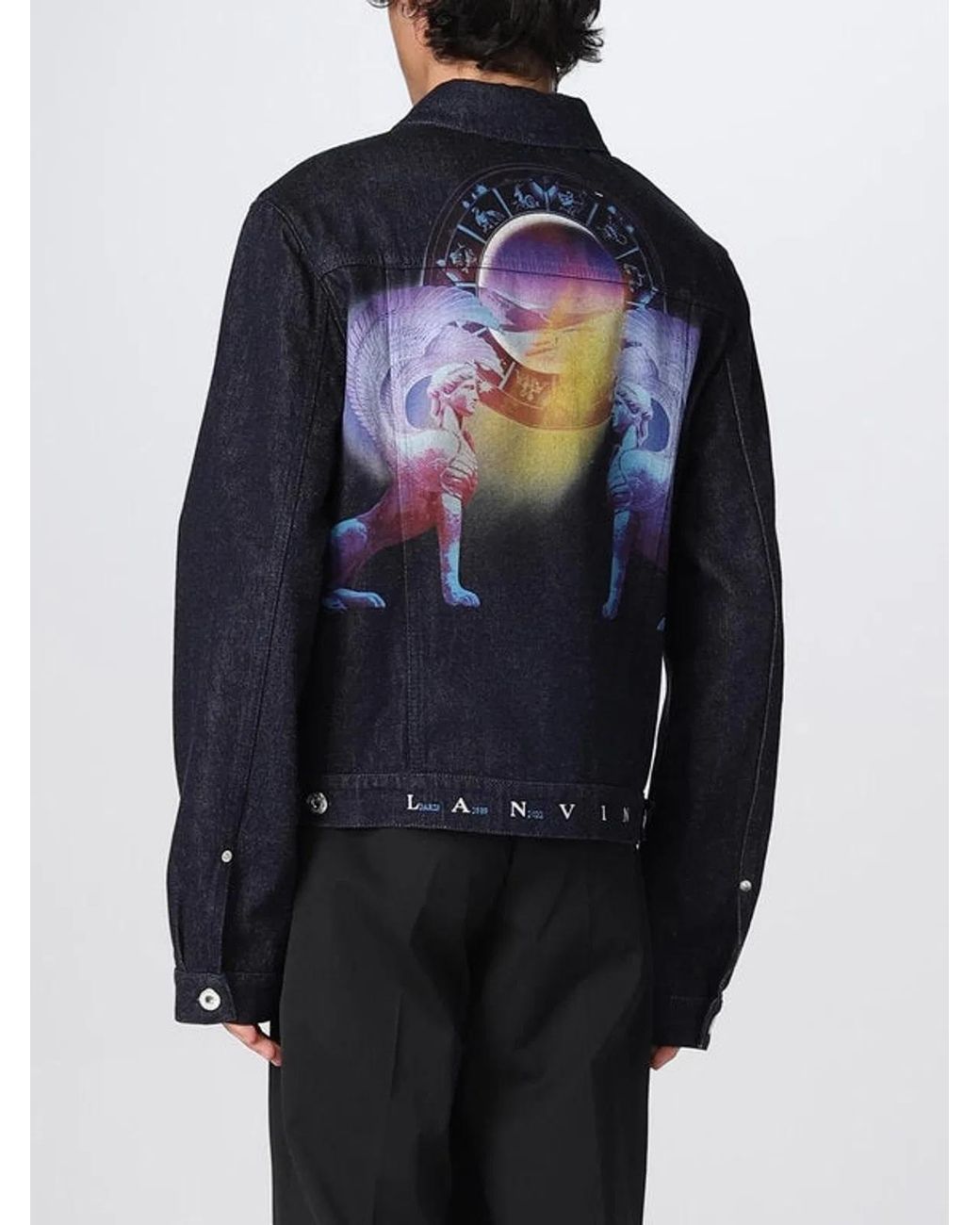 Lanvin Blue Sci-Fi Prt Dnm Jkt for men