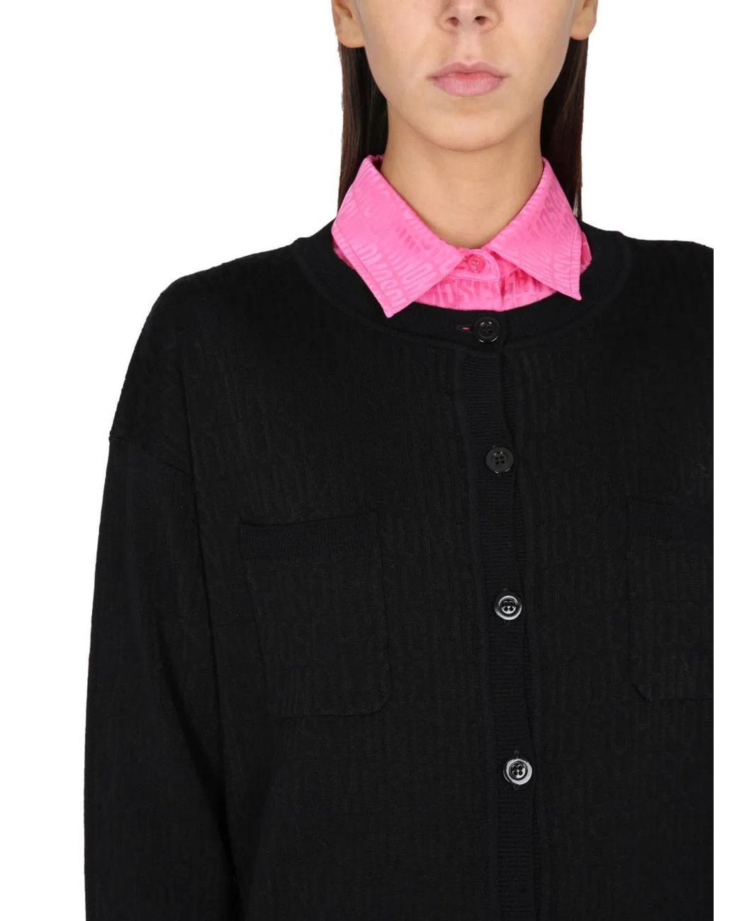 Moschino Couture Black Cardigan With Logo