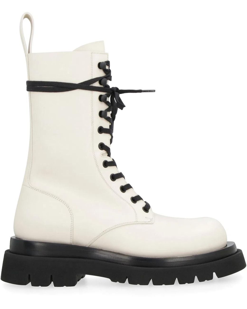 Bottega Veneta Black Lug Lace-Up Ankle Boots