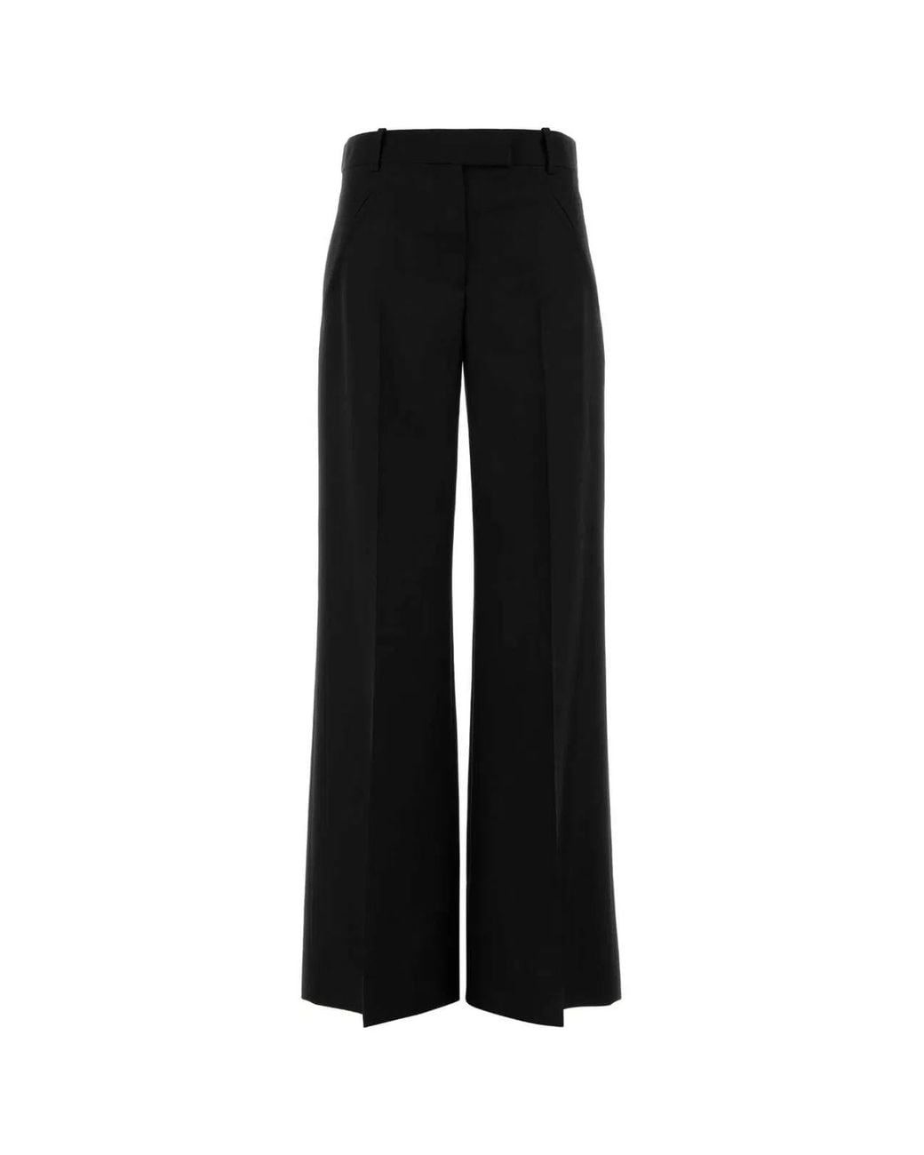 McQueen Black Wool Blend Wide-Leg Pant