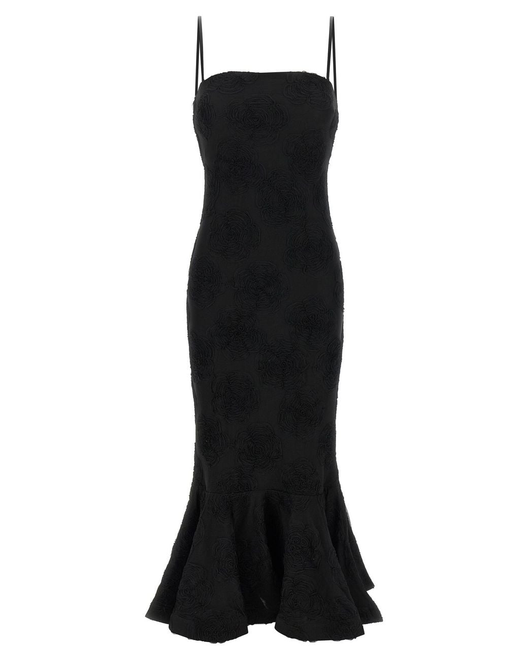 ROTATE BIRGER CHRISTENSEN Black Rotate Birger Christensen 'Flower Mesh Flounce' Dress