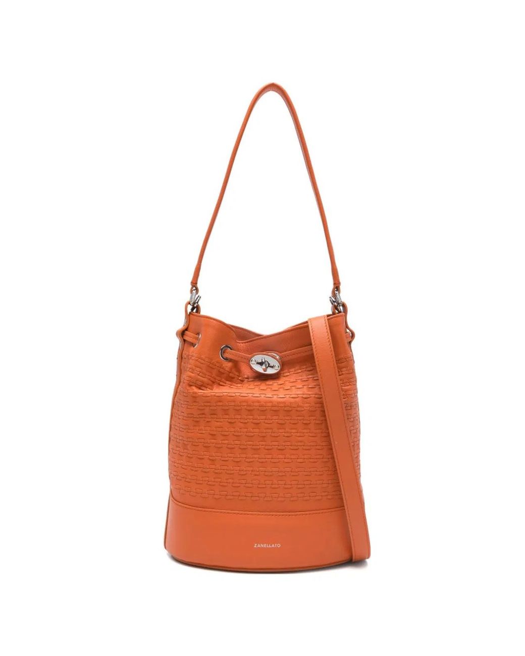 Zanellato Orange Monda' Musiva Small Leather Bucket Bag