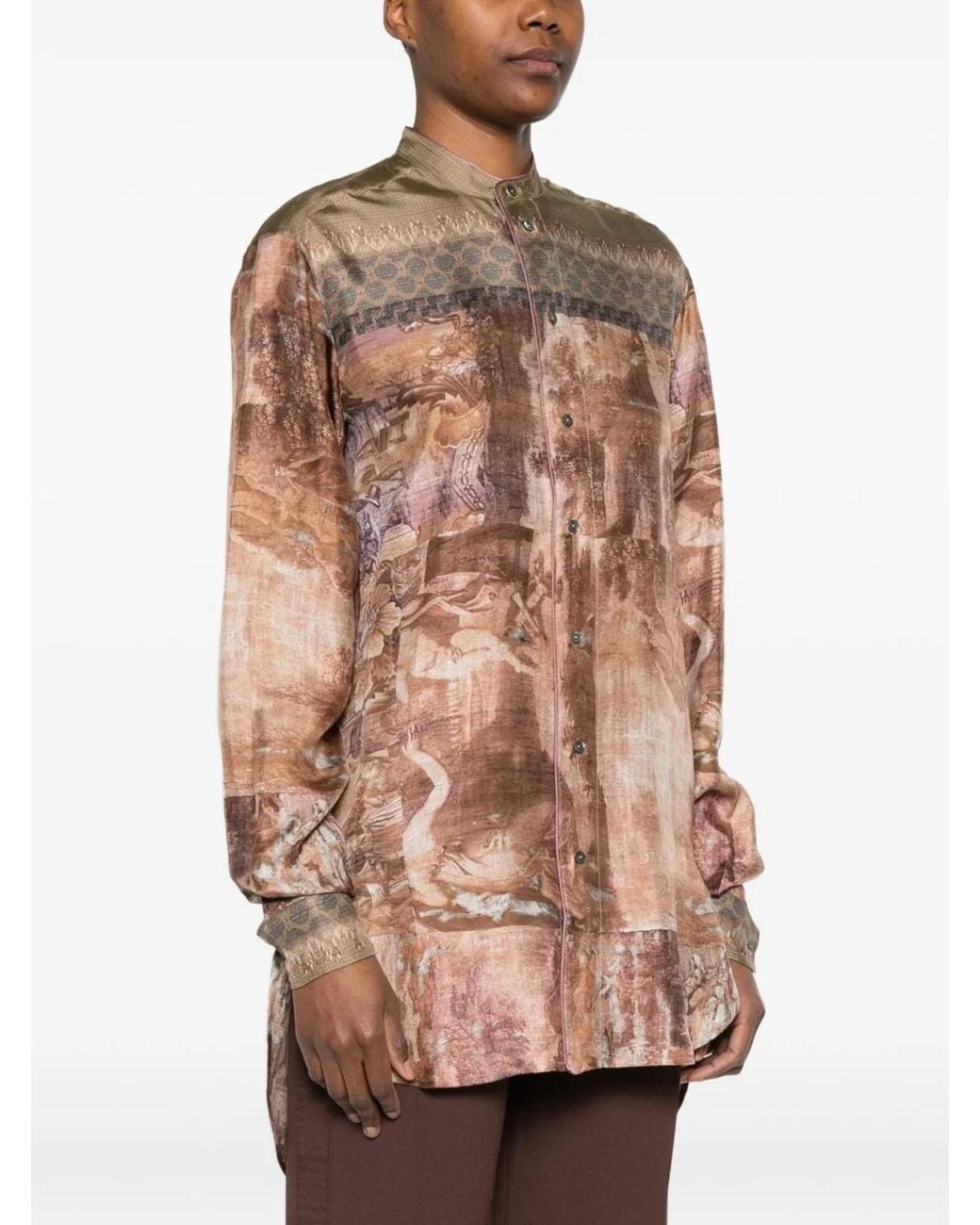 Pierre Louis Mascia Natural Printed Silk Shirt