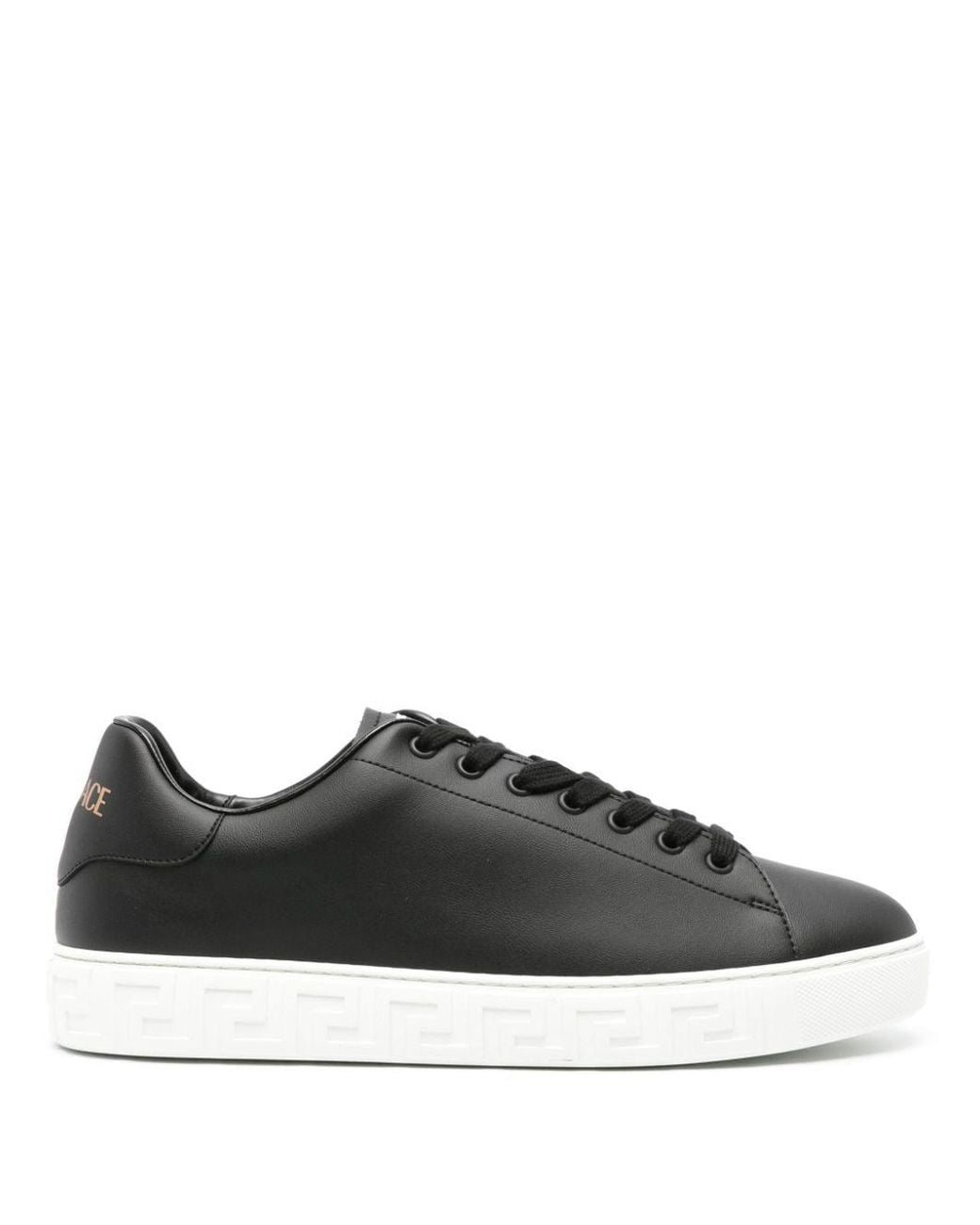 Versace Black Greca Leather Sneakers for men