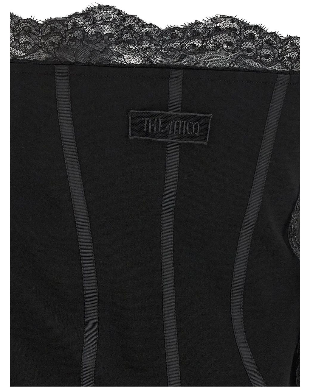 The Attico Black Lace And Feather Dress