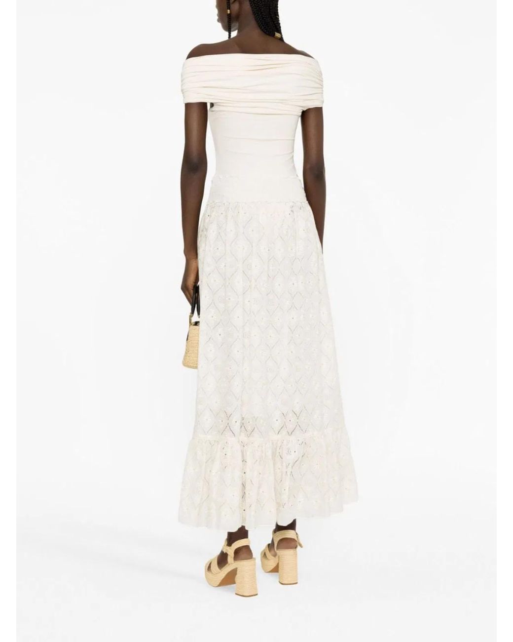 Gucci White Embroidered Long Skirt
