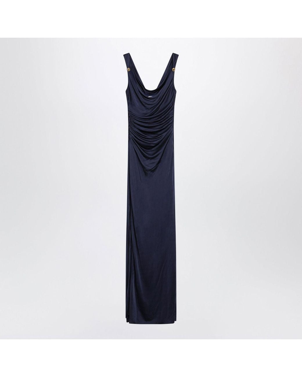 Versace Blue Medusa Jersey Evening Dress